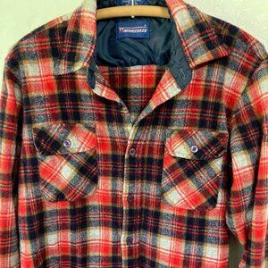 Flannel look plaid wool blend vintage distressed worn shirt grunge look